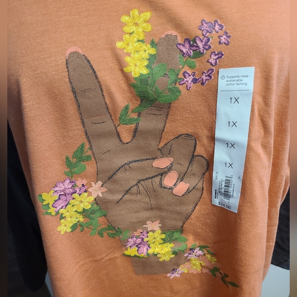 Sonoma Baseball 3/4 Sleeve Tee Peace Sign - Floral - Picture 3 of 9